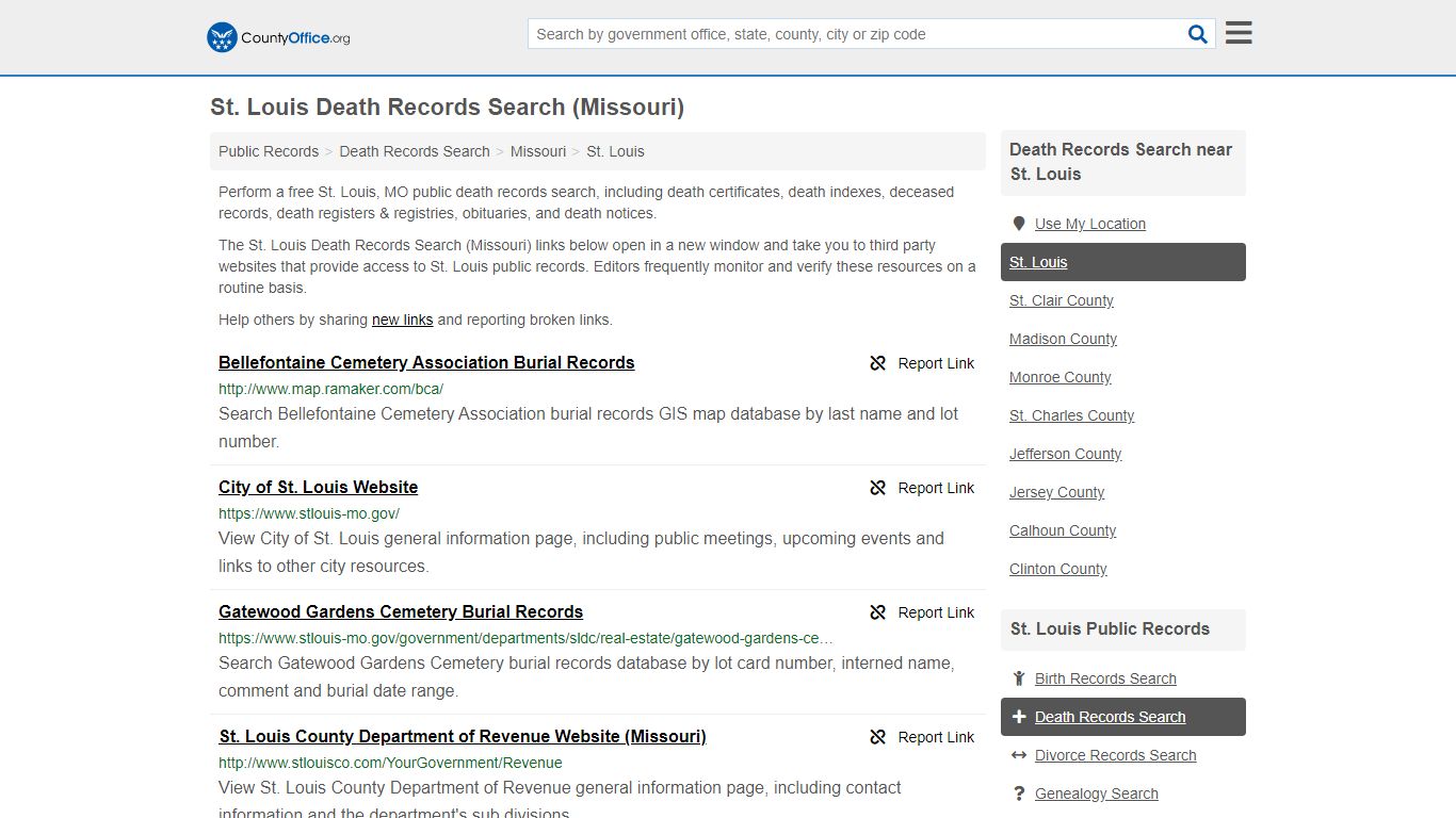 Death Records Search - St. Louis, MO (Death Certificates ...